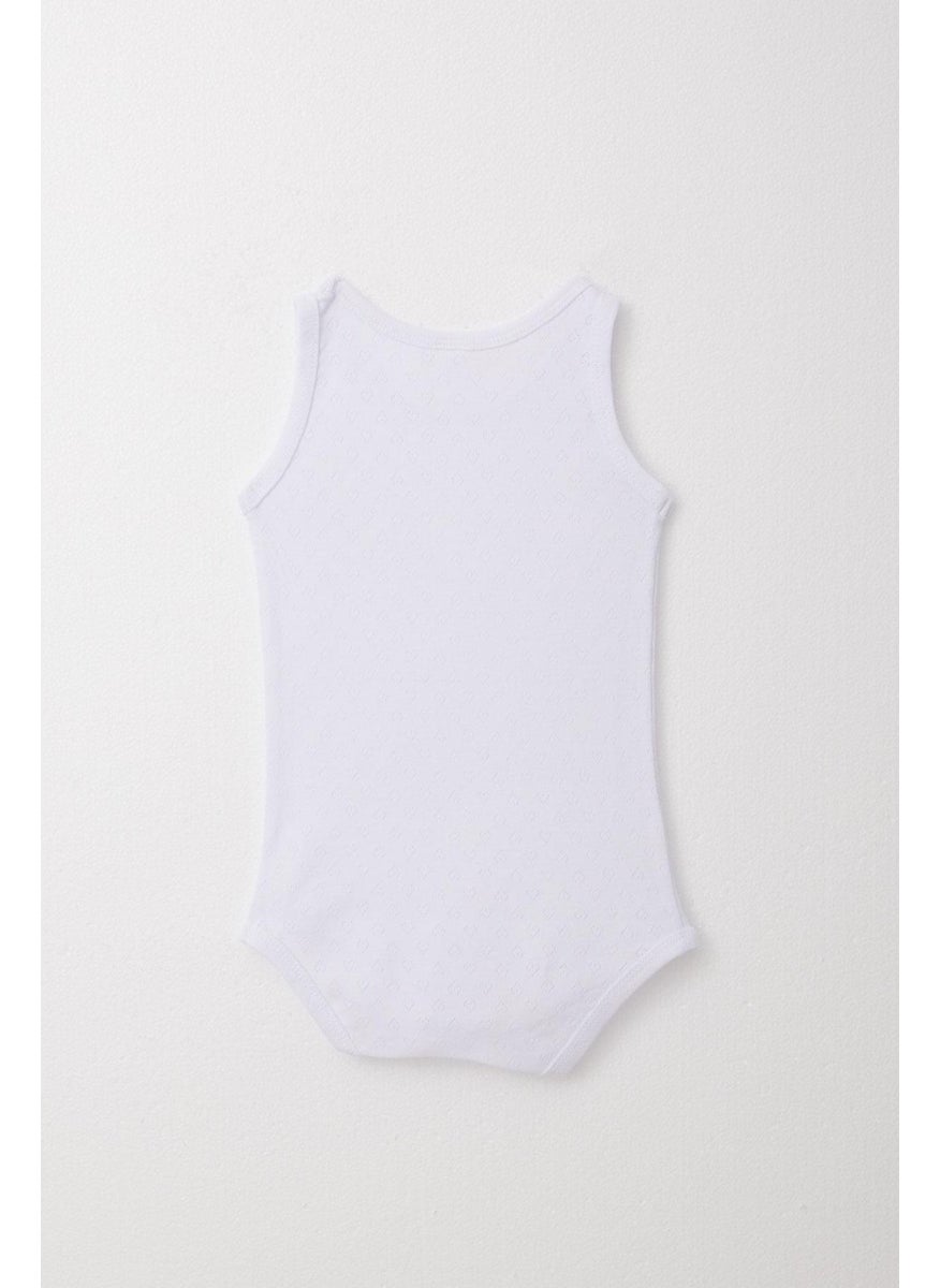 Baby Boy Snap Vest Bodysuit Jacquard Heart Pattern 9 Months-3 Years, White