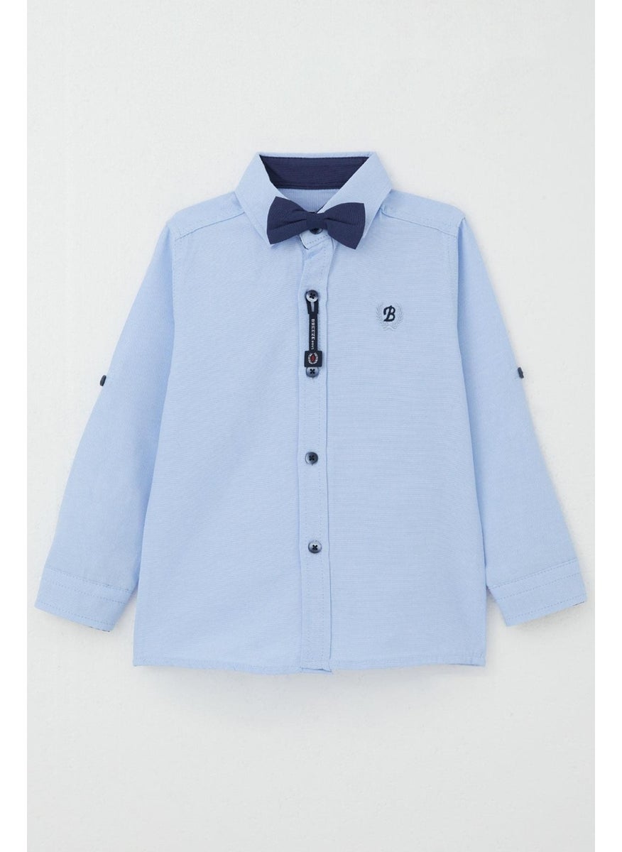 Boy Shirt with Bow Tie, Age 3-7, Light Blue