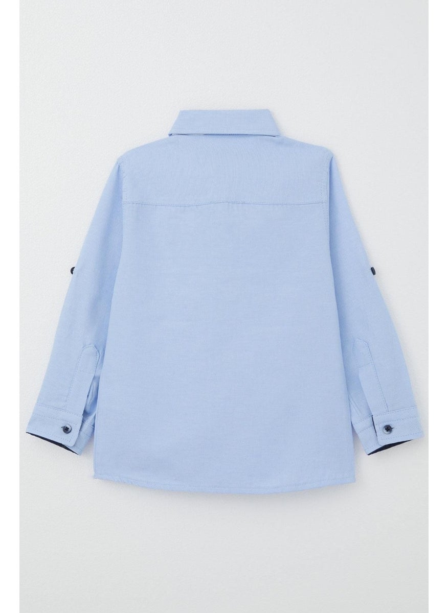 Boy Shirt with Bow Tie, Age 3-7, Light Blue