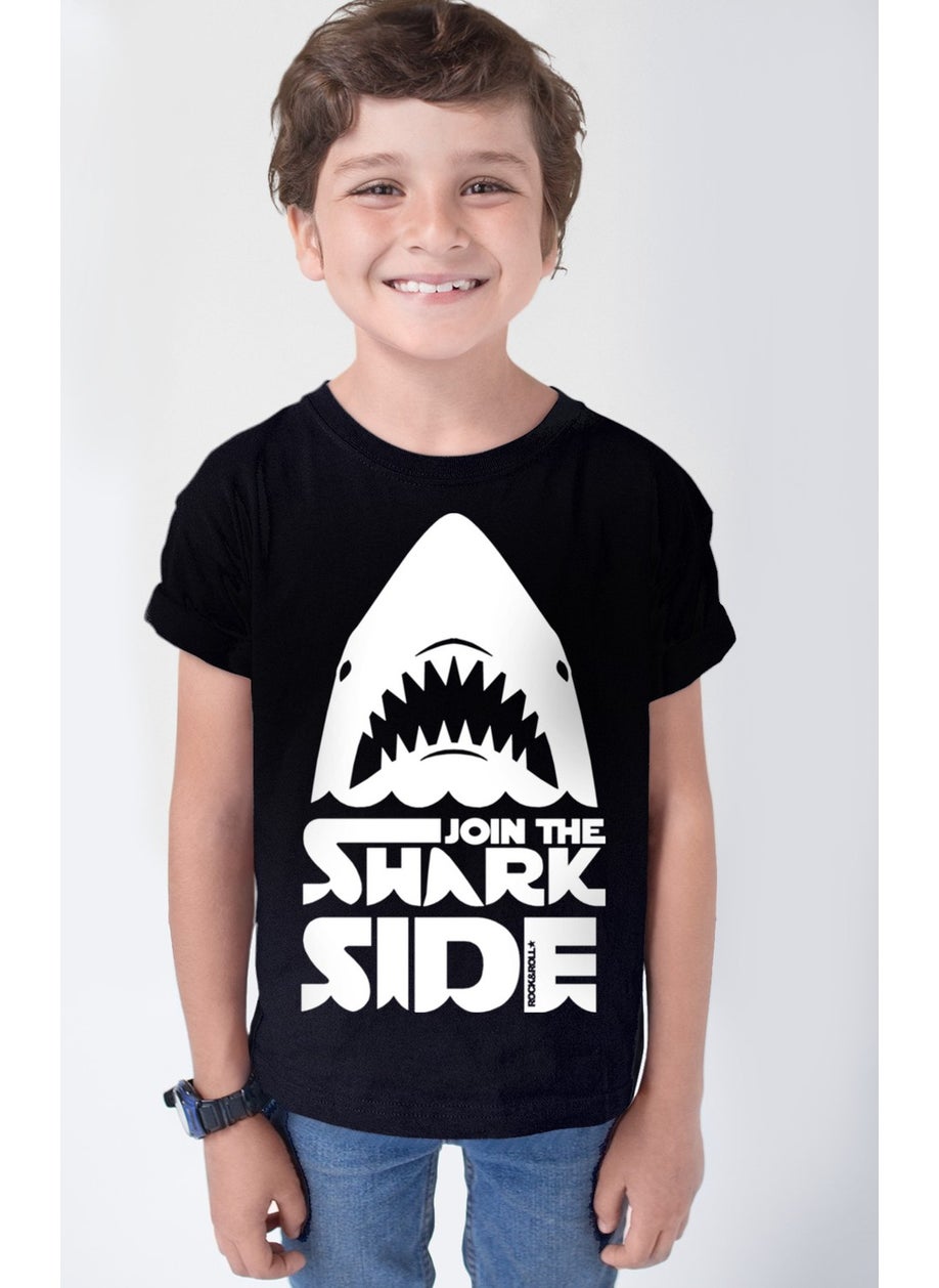 Shark Wars Black Short Sleeve Girls Boys Unisex Kids T-Shirt
