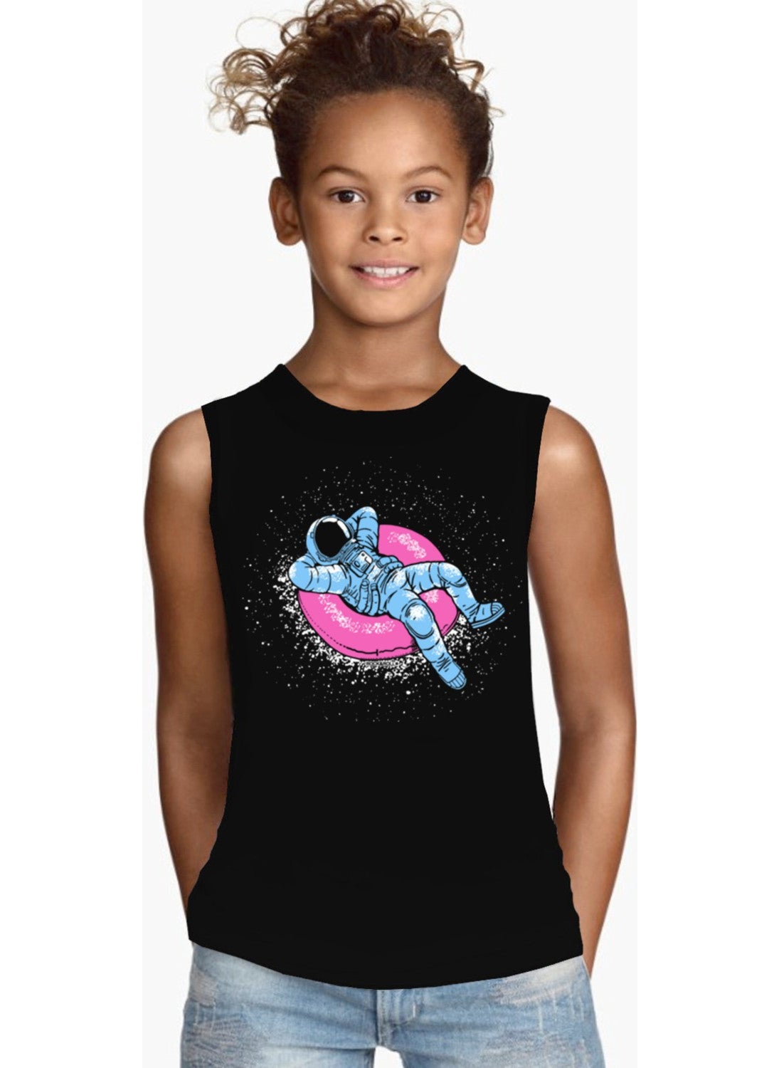 Astronaut in the Pool Black Short Sleeve Girls' T-Shirt