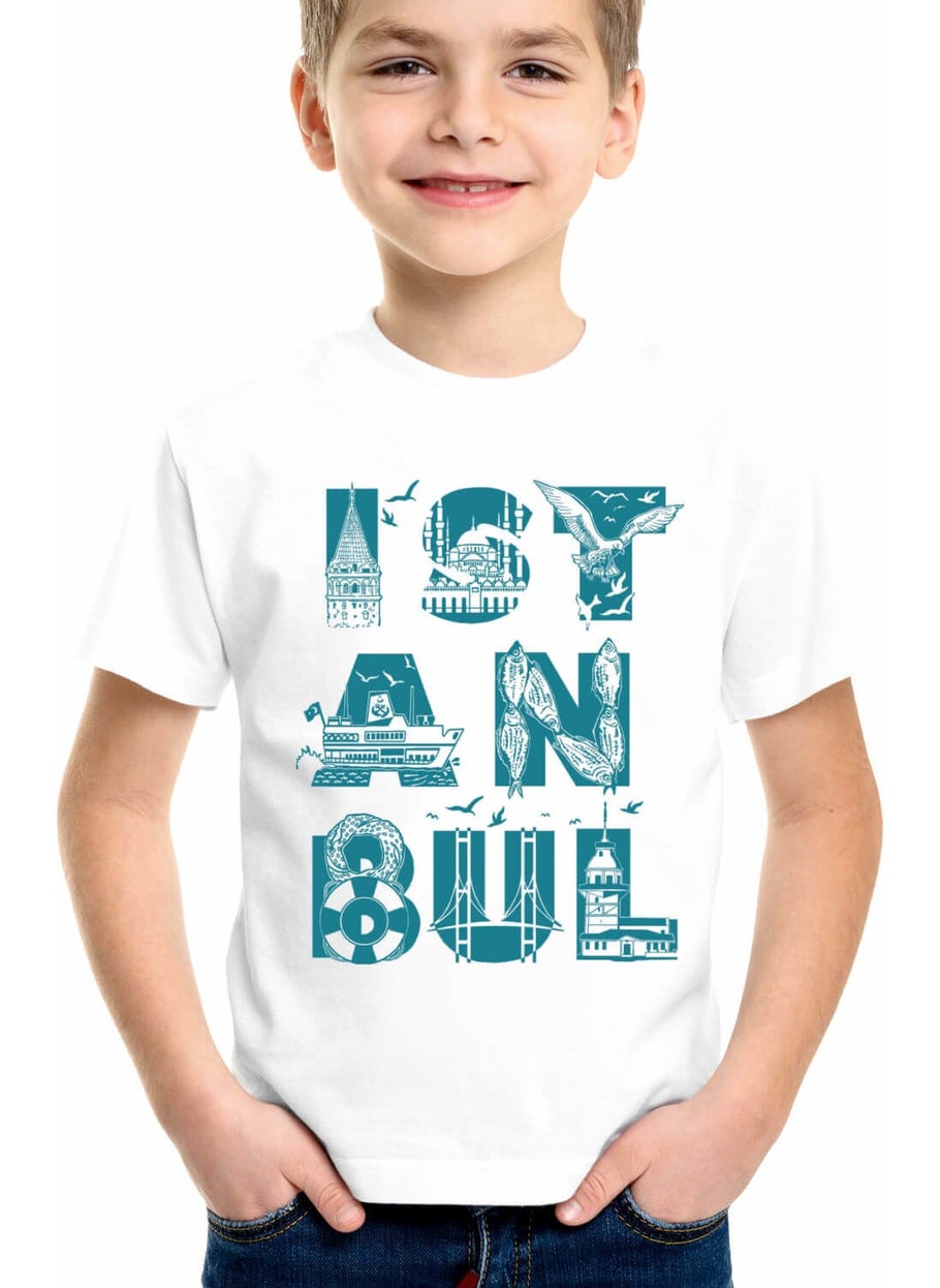 Istanbul Letters White Short Sleeve Unisex Kids T-Shirt