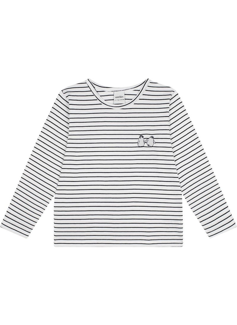 Penguin Embroidered Long Sleeve T-shirt