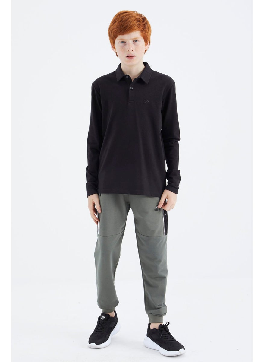Black Polo Neck Basic Boy T-Shirt - 11171