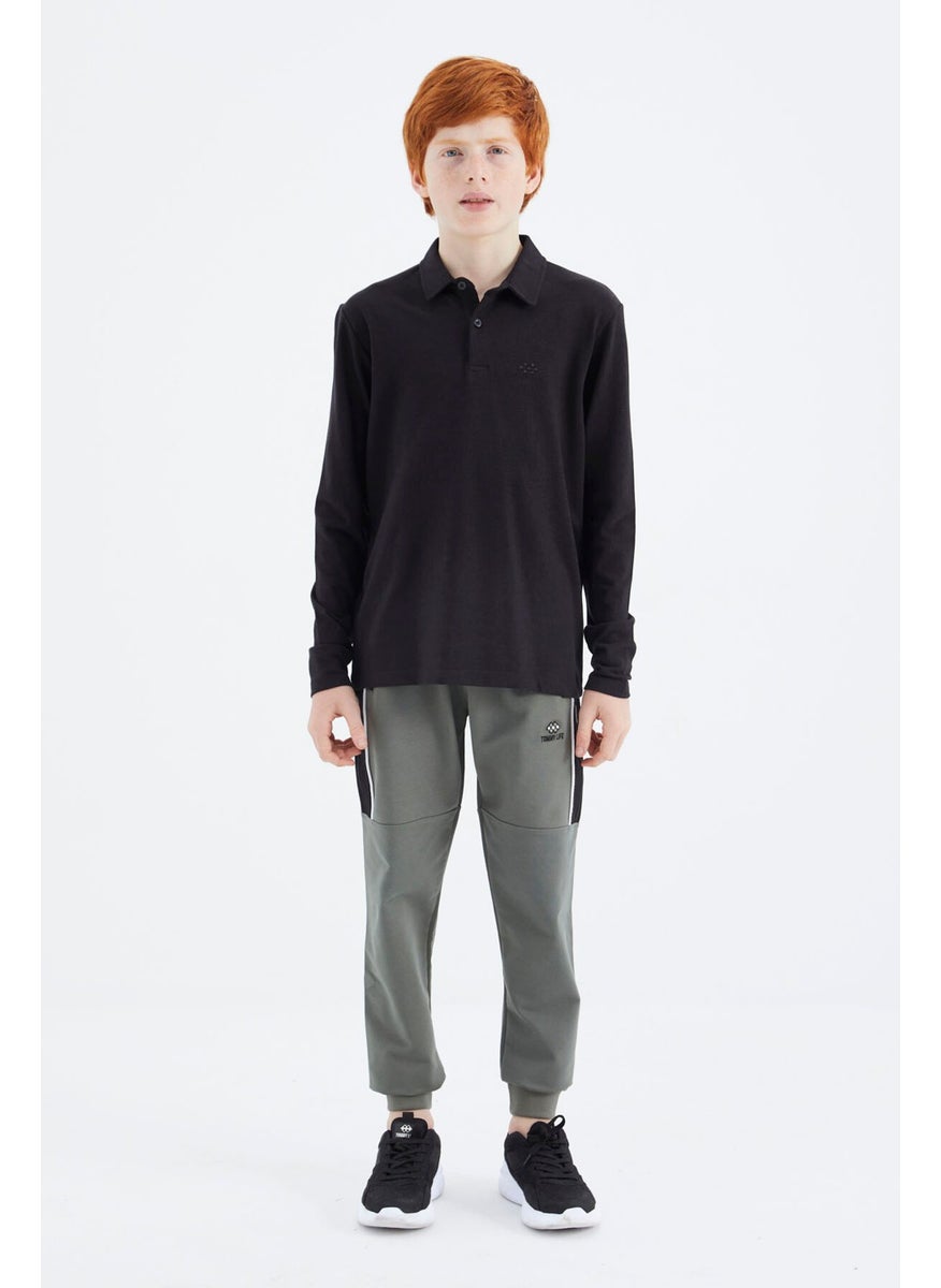 Black Polo Neck Basic Boy T-Shirt - 11171