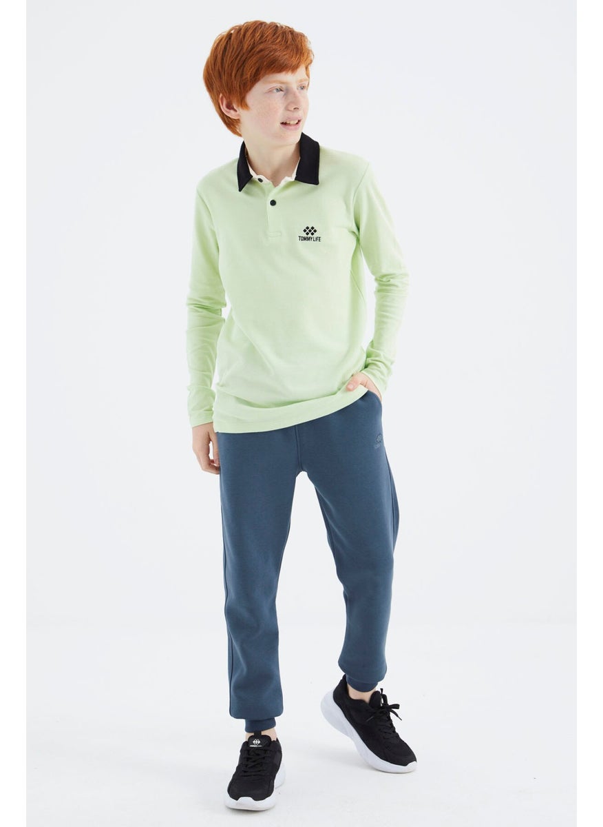 Light Green Polo Neck Basic Boy T-Shirt - 11171