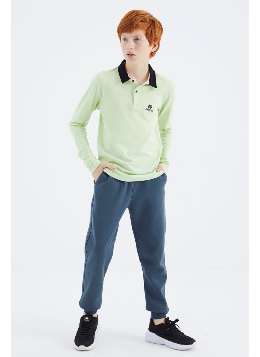 Light Green Polo Neck Basic Boy T-Shirt - 11171
