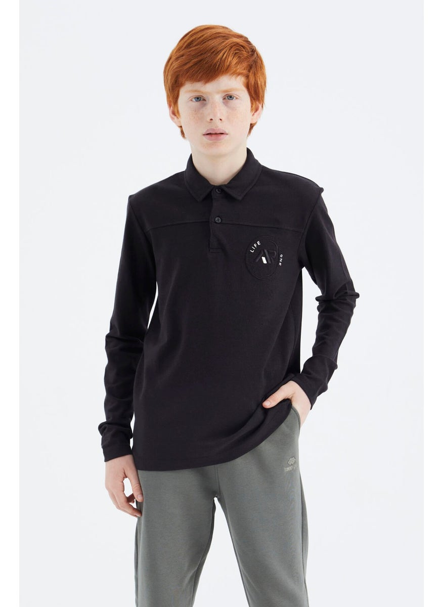 Black Polo Neck Boy T-Shirt - 11172