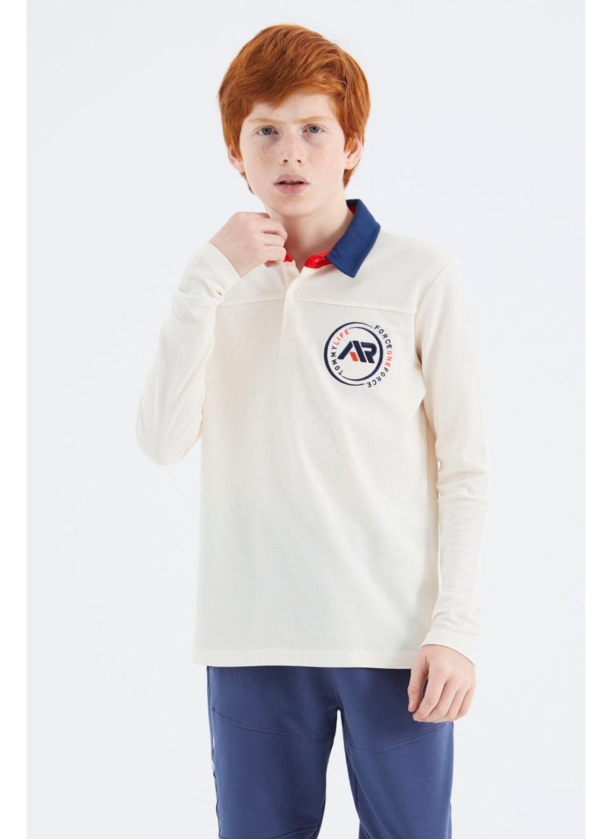 Ecru Polo Neck Boy T-Shirt - 11172
