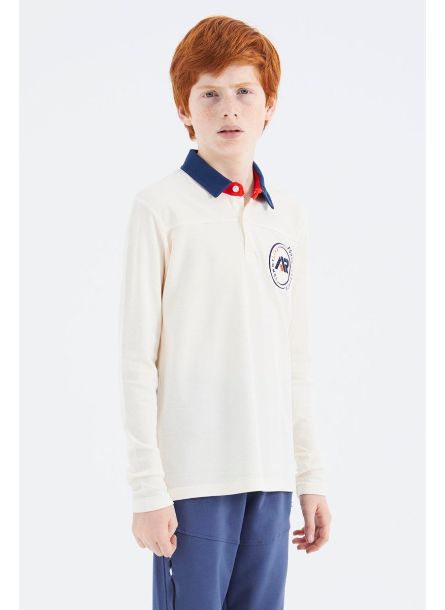 Ecru Polo Neck Boy T-Shirt - 11172