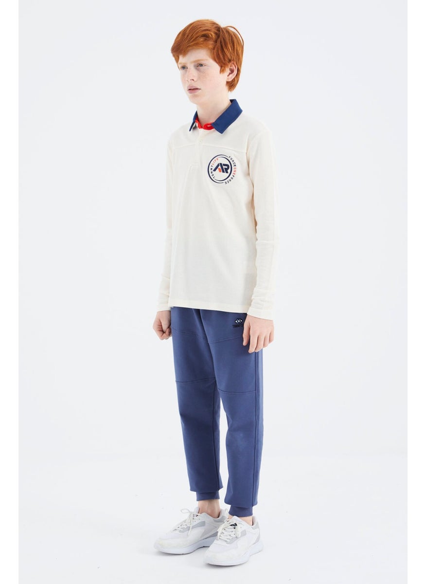Ecru Polo Neck Boy T-Shirt - 11172