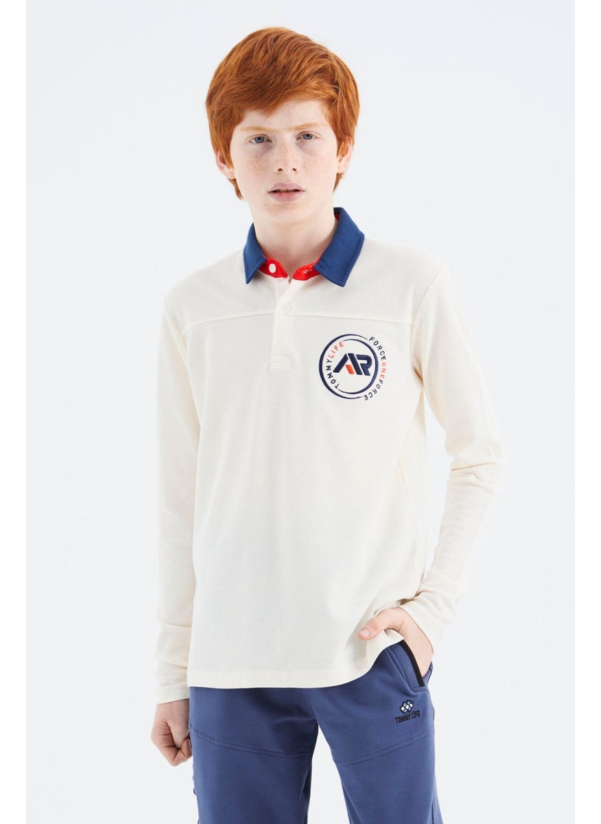 Ecru Polo Neck Boy T-Shirt - 11172