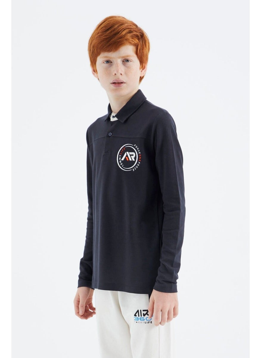 Navy Blue Polo Neck Boy T-Shirt - 11172