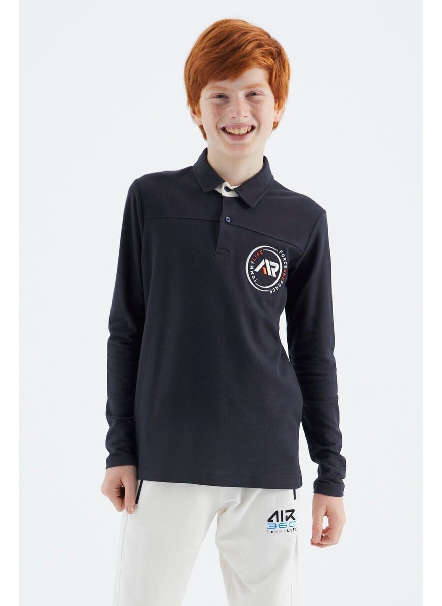 Navy Blue Polo Neck Boy T-Shirt - 11172