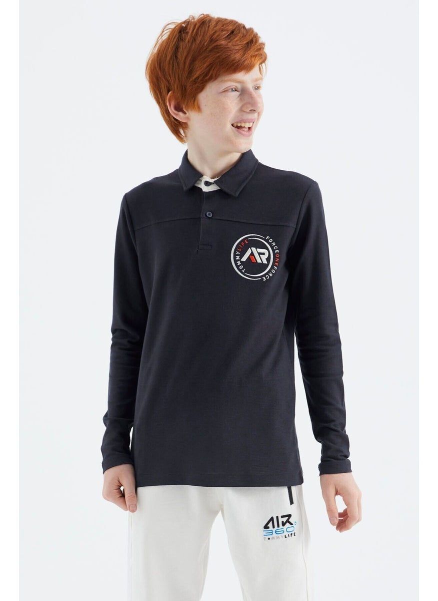Navy Blue Polo Neck Boy T-Shirt - 11172