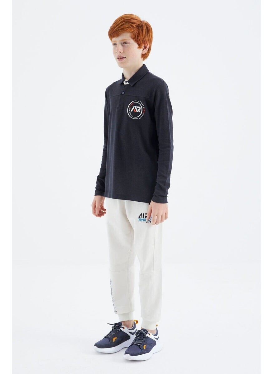 Navy Blue Polo Neck Boy T-Shirt - 11172