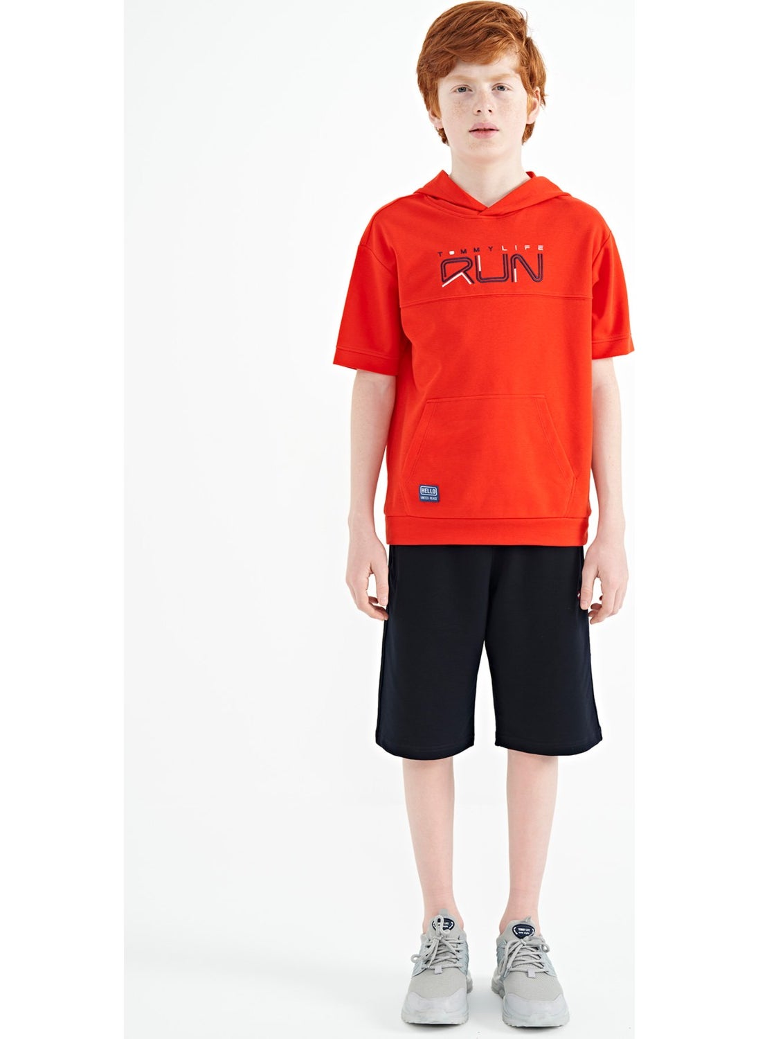 Fiesta Kangaroo Pocket Hooded Oversize Boy T-Shirt - 11160