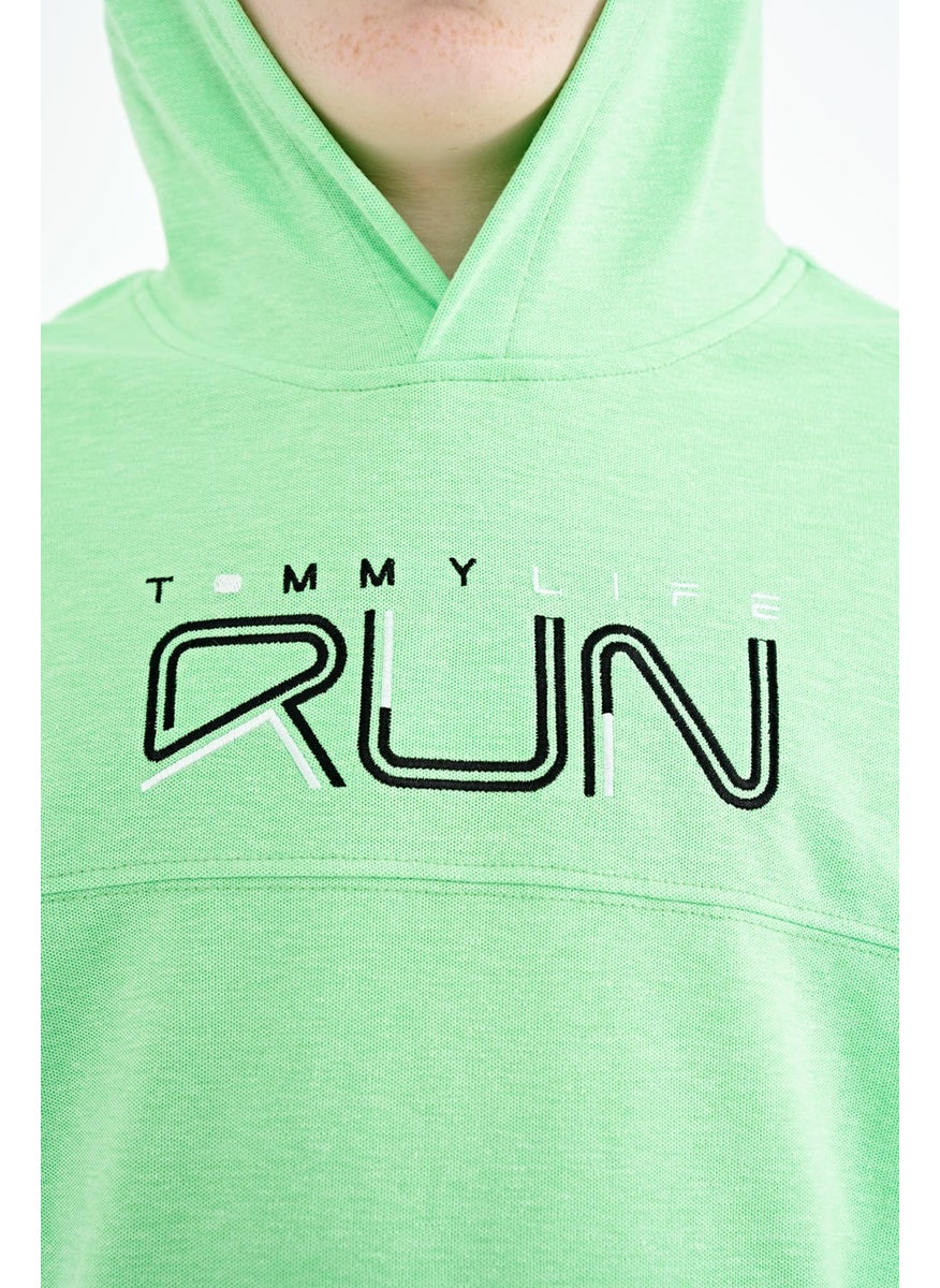 Neon Green Kangaroo Pocket Hooded Oversize Boy T-Shirt - 11160