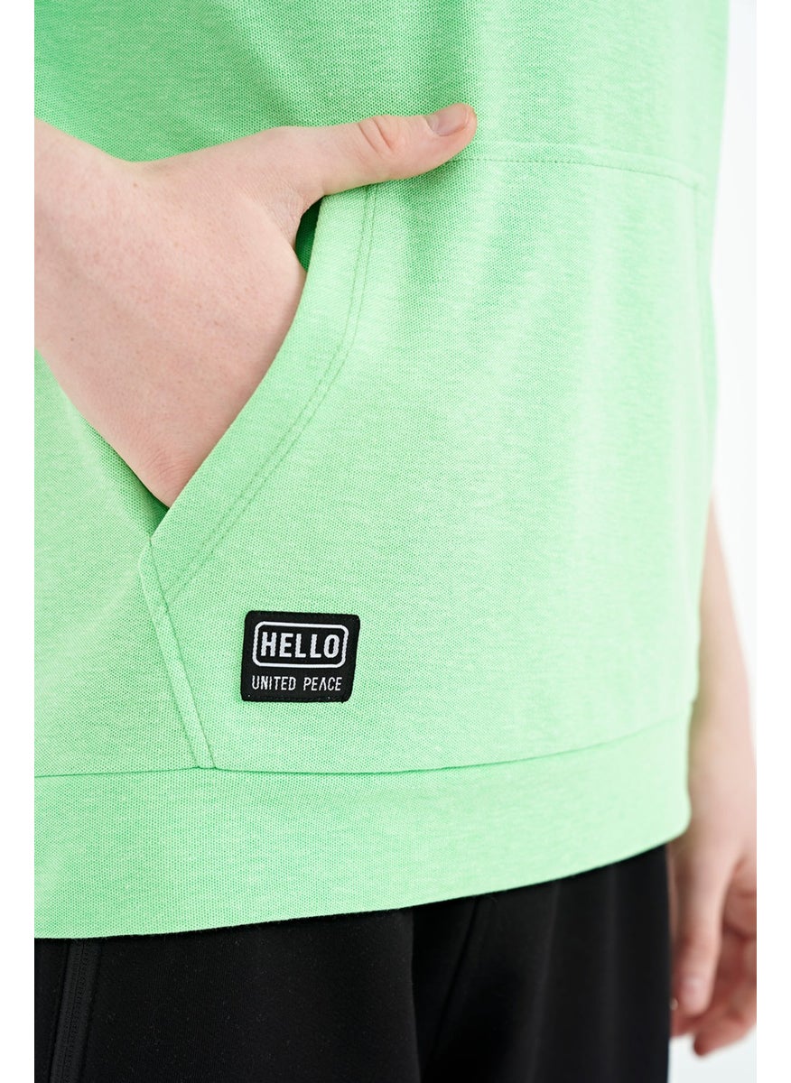 Neon Green Kangaroo Pocket Hooded Oversize Boy T-Shirt - 11160