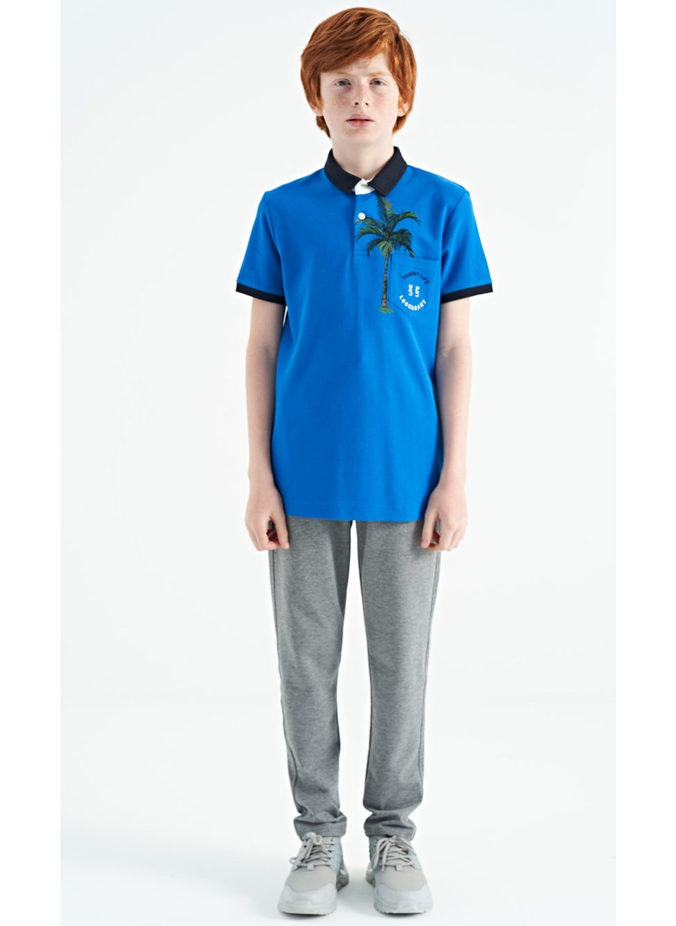 Saks Printed Pocket Detailed Standard Size Polo Collar Boy T-Shirt - 11144