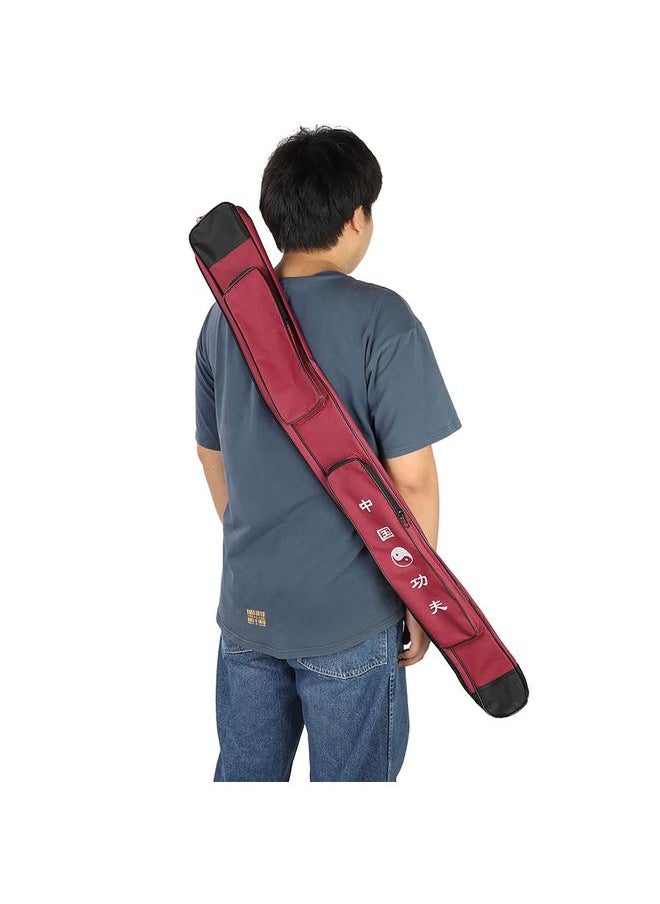 Chinese Martial Arts Thick Canvas Single layer Sword Multifunction Shoulder Carry Bag(Dark Red)