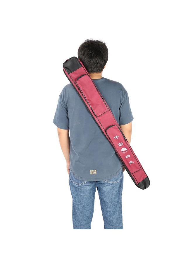 Chinese Martial Arts Thick Canvas Single layer Sword Multifunction Shoulder Carry Bag(Dark Red)