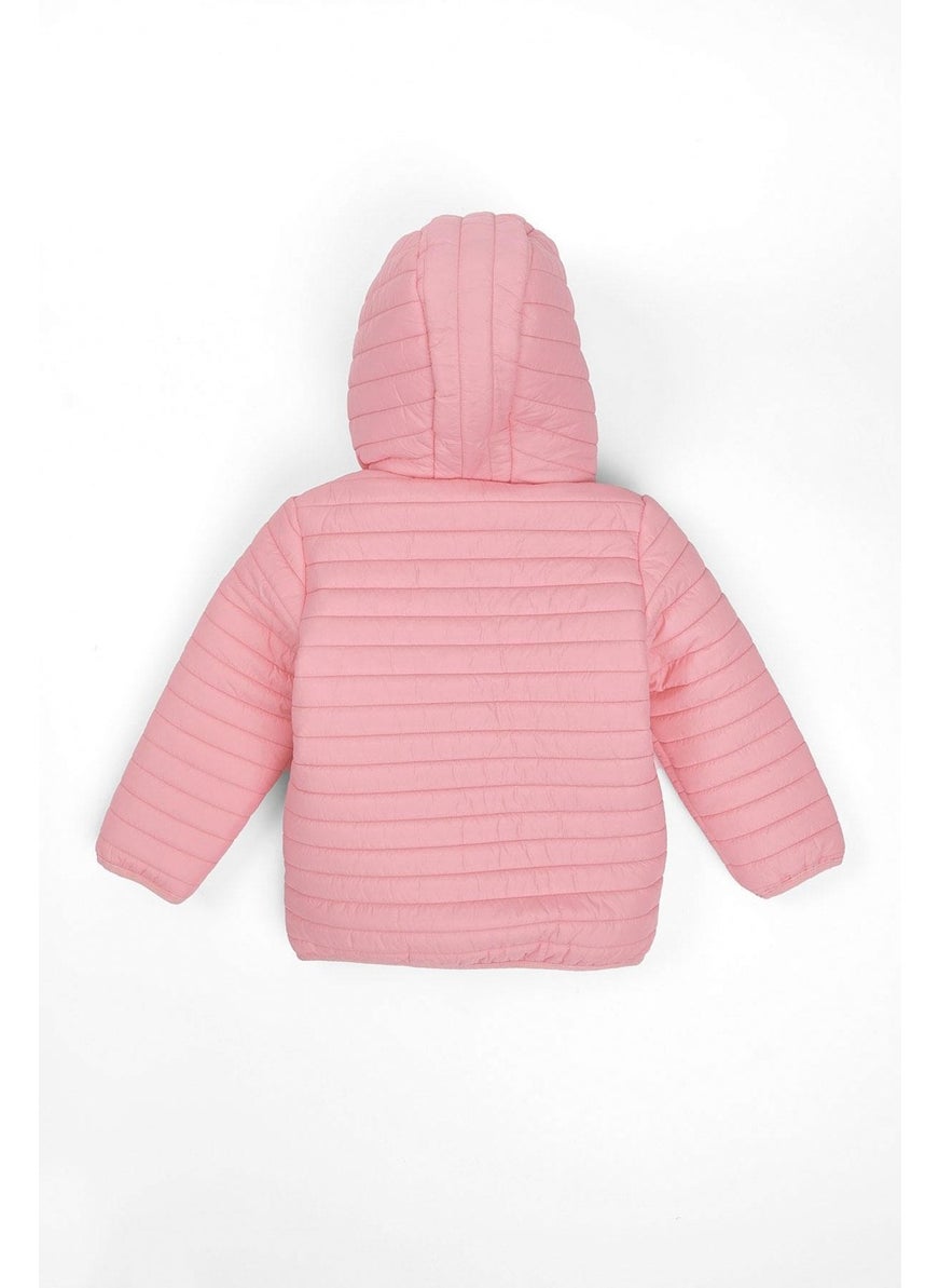 Hooded Long Sleeve Pink Color Coat