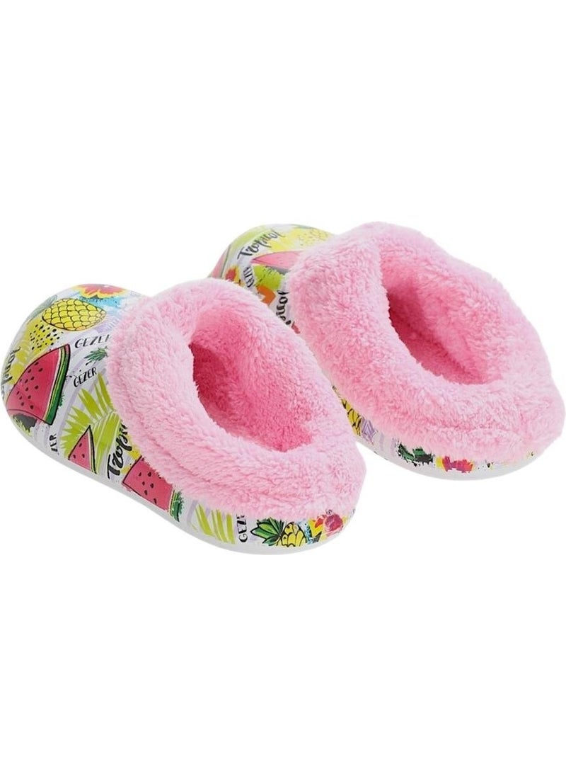 Furry Inside Eva Outside Kids Home Nursery School Street Slippers Pink