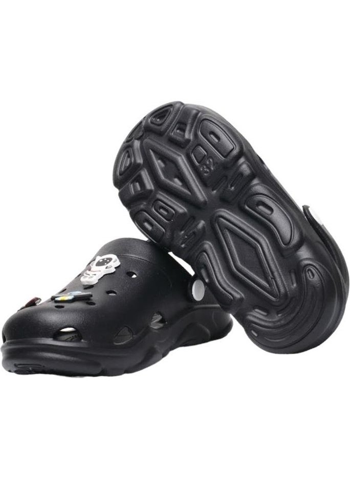 Non-Slip Sole Sea Beach Pool Kids Slippers Black