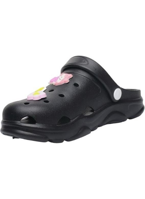 Non-Slip Sole Sea Beach Pool Kids Slippers Black