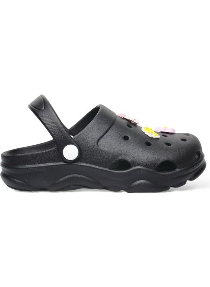 Non-Slip Sole Sea Beach Pool Kids Slippers Black