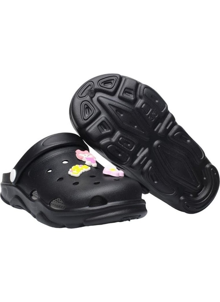 Non-Slip Sole Sea Beach Pool Kids Slippers Black