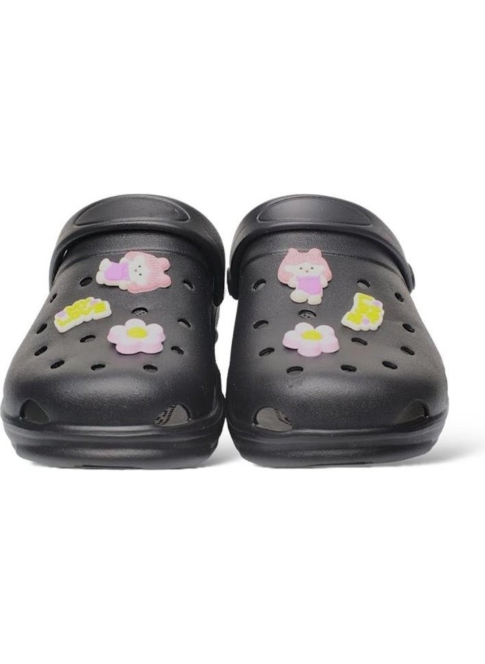 Non-Slip Sole Sea Beach Pool Kids Slippers Black