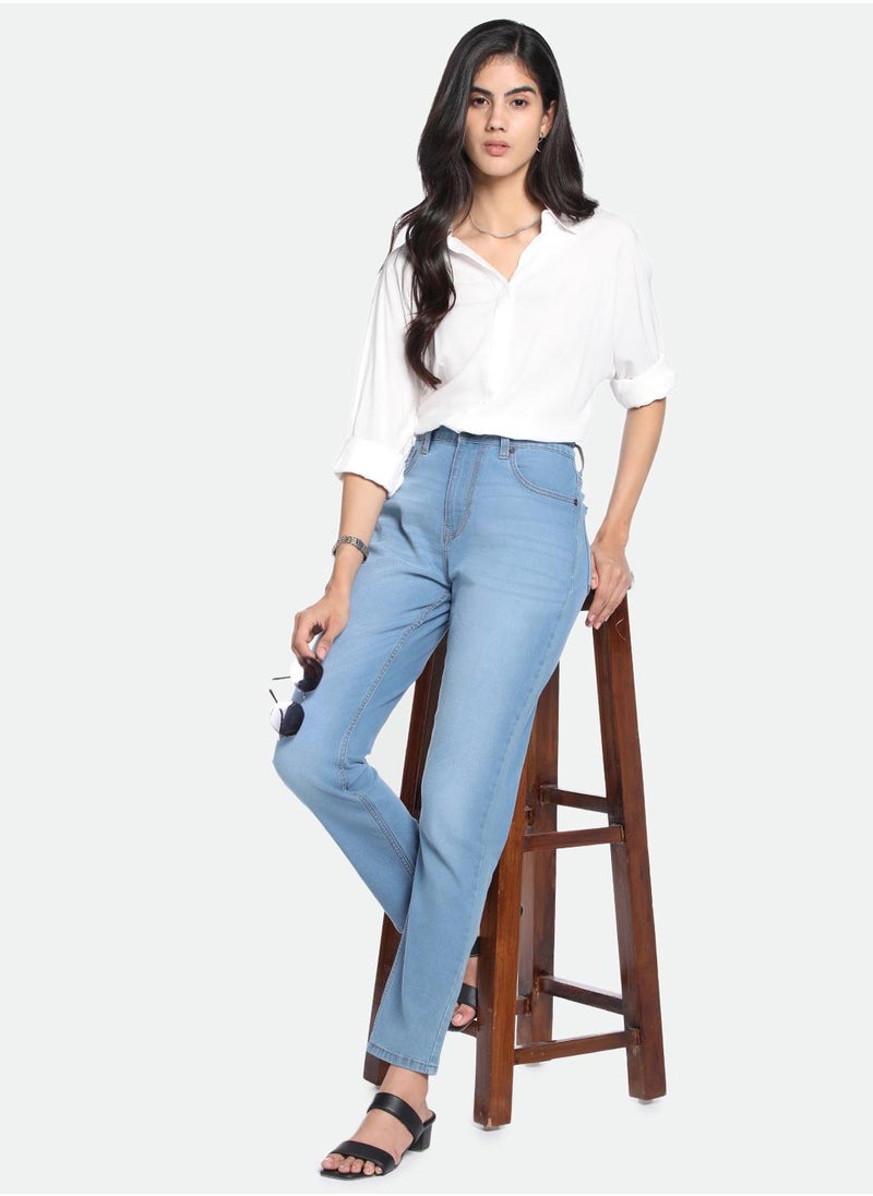 Indigo High Rise Slim Fit Jeans for Women - Stretch Denim