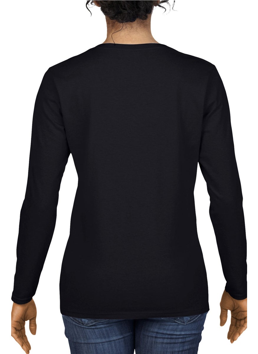 Chicago Basket Crew Neck Black Long Sleeve Combed Cotton Women's T-Shirt