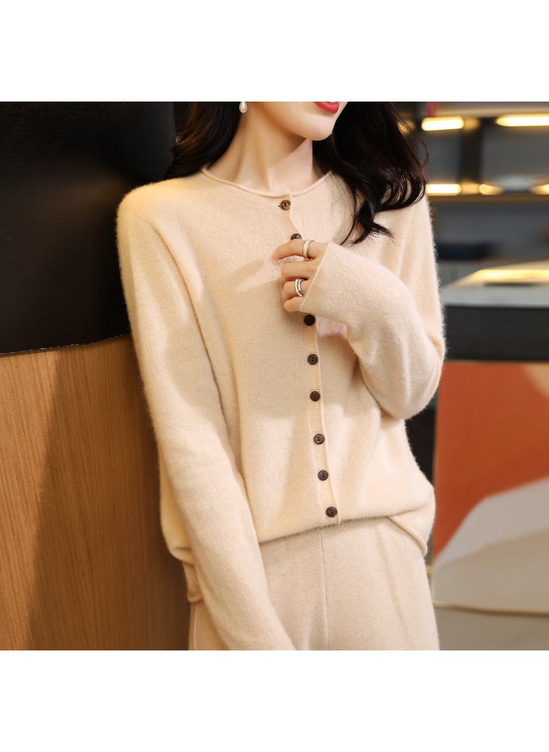 Luxurious Autumn/winter 100% Pure Wool Sweater Womens Half-high Collar Cardigan Knitted Long Sleeve Base Layer Top Sauce red