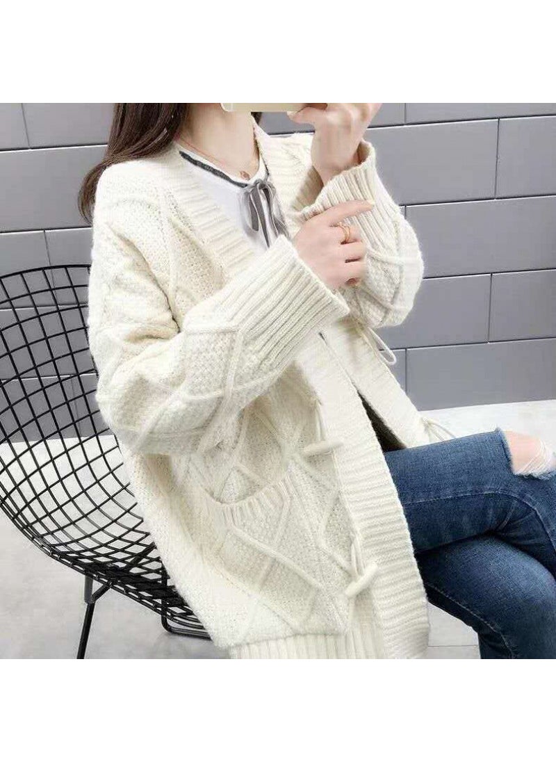 Oversized Korean Cardigan Knitwear Thick Cable-Knit Ginger yellow