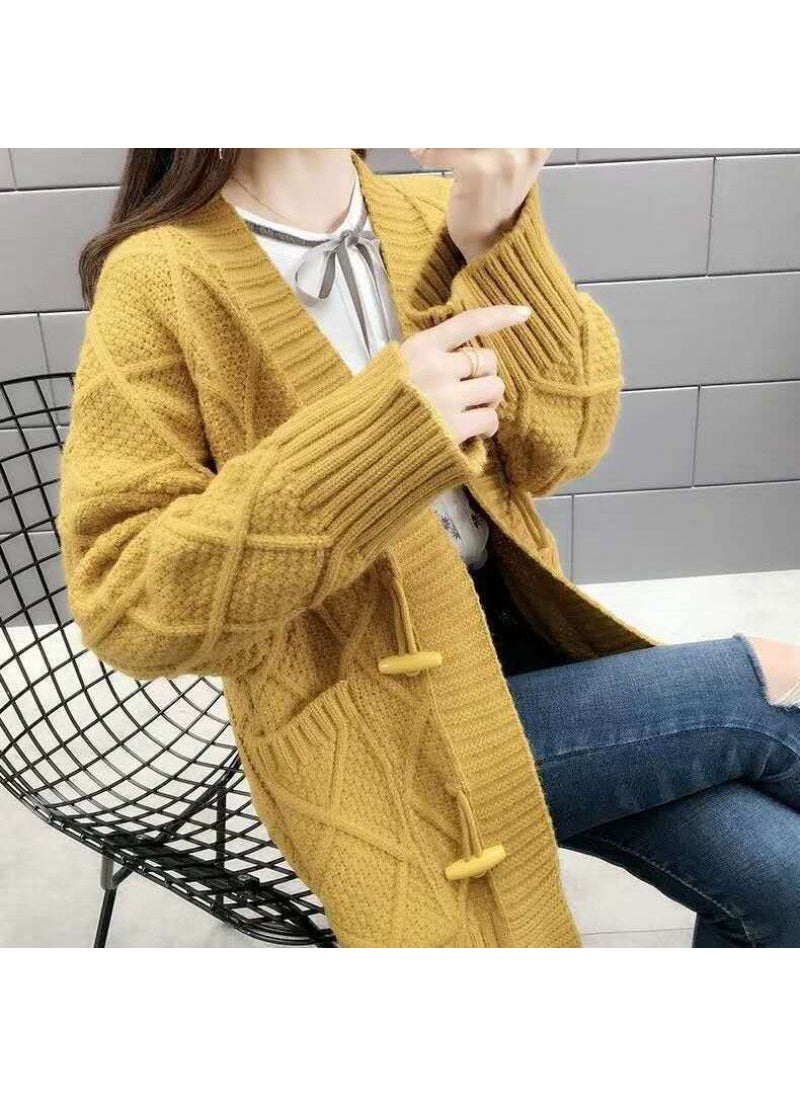 Oversized Korean Cardigan Knitwear Thick Cable-Knit Blue