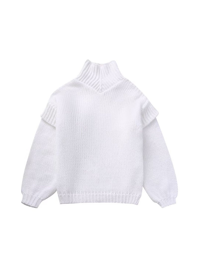 Fashion Knit Sweater Casual Loose Autumn 2023 White