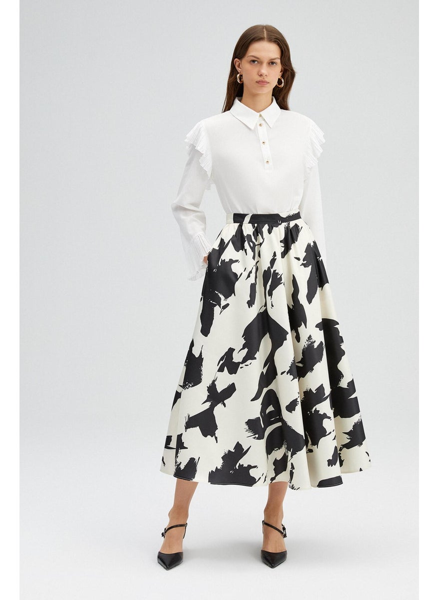 Patterned Satin Skirt