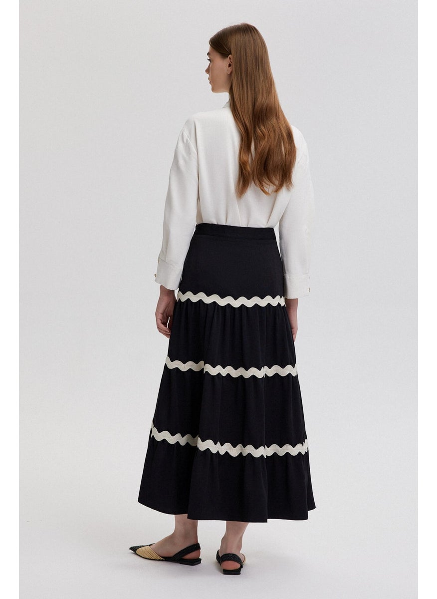 Stripe Detailed Flounce Skirt