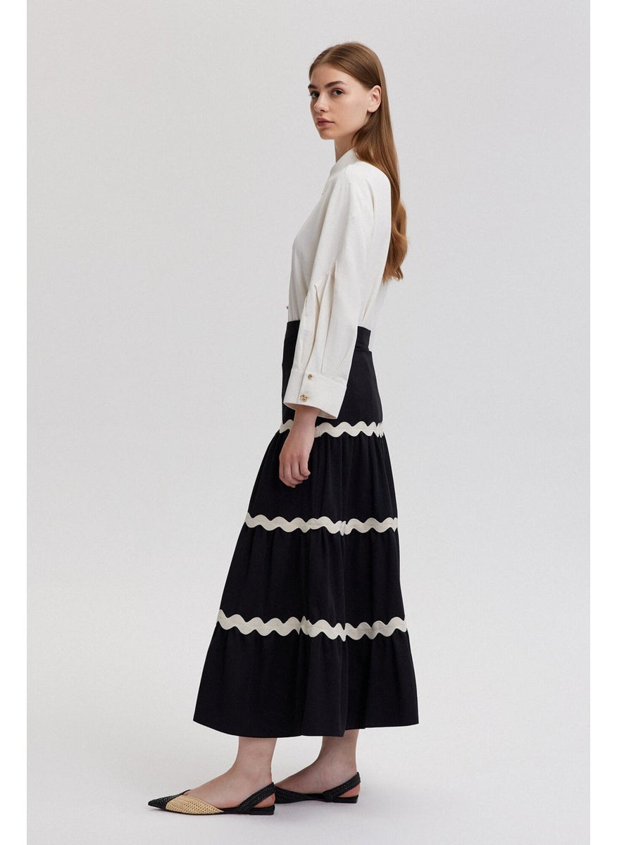 Stripe Detailed Flounce Skirt