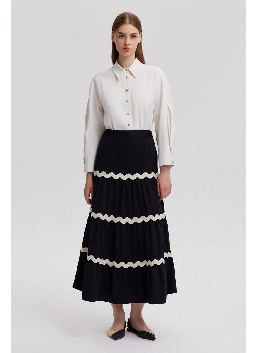 Stripe Detailed Flounce Skirt