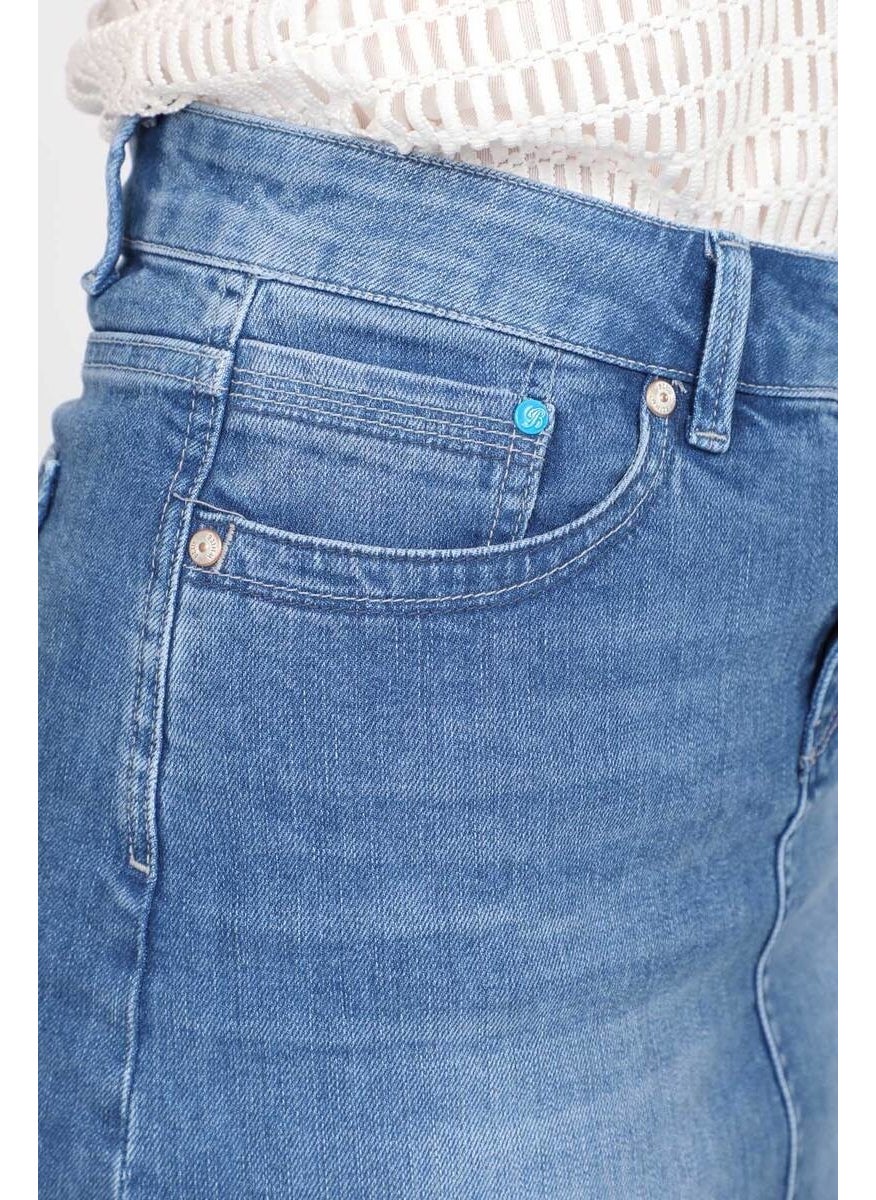 Women's Light Blue Jean Midi Skirt
