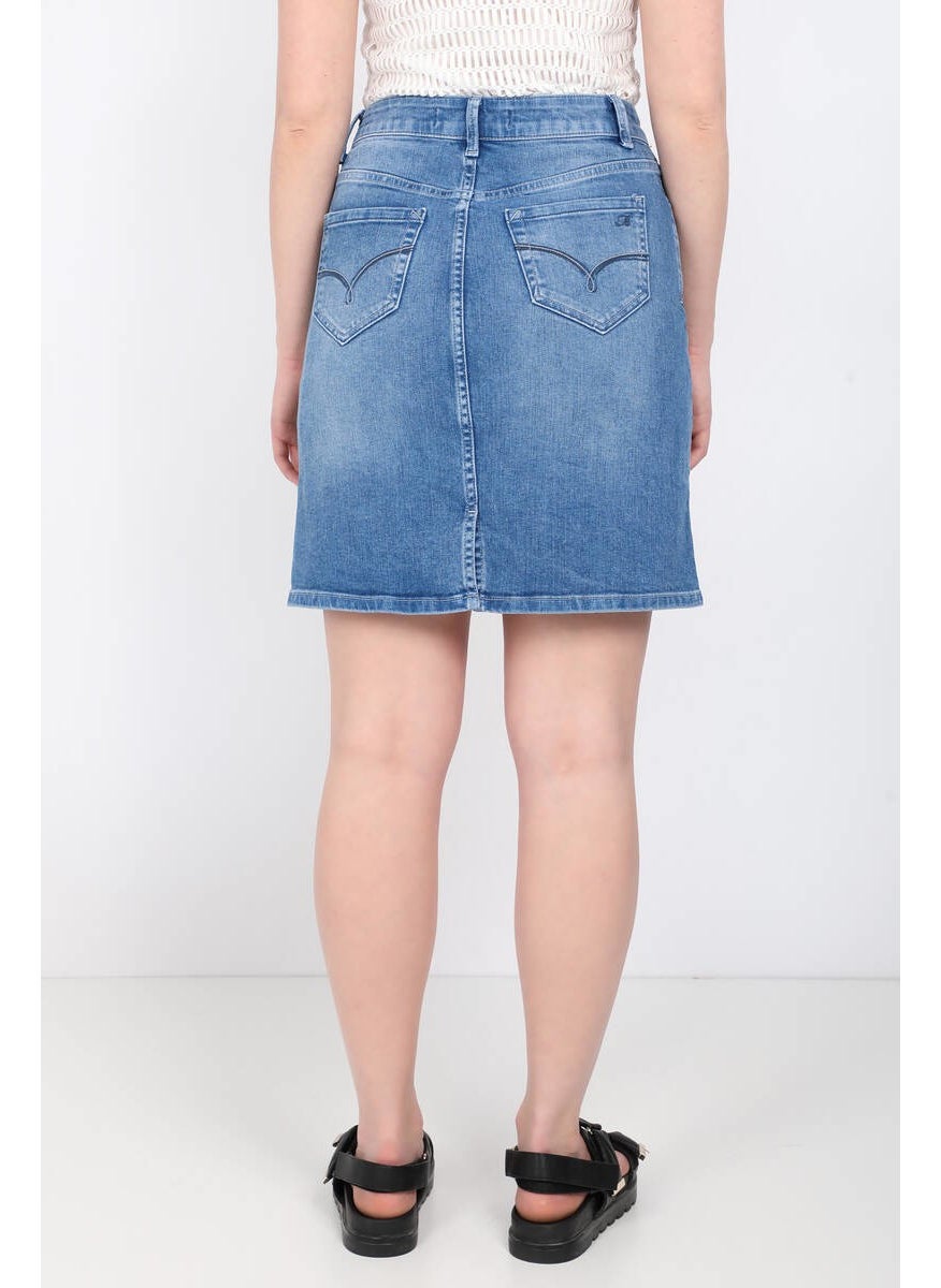 Women's Light Blue Jean Midi Skirt