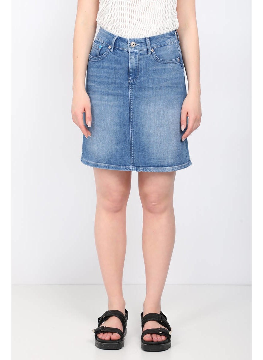 Women's Light Blue Jean Midi Skirt