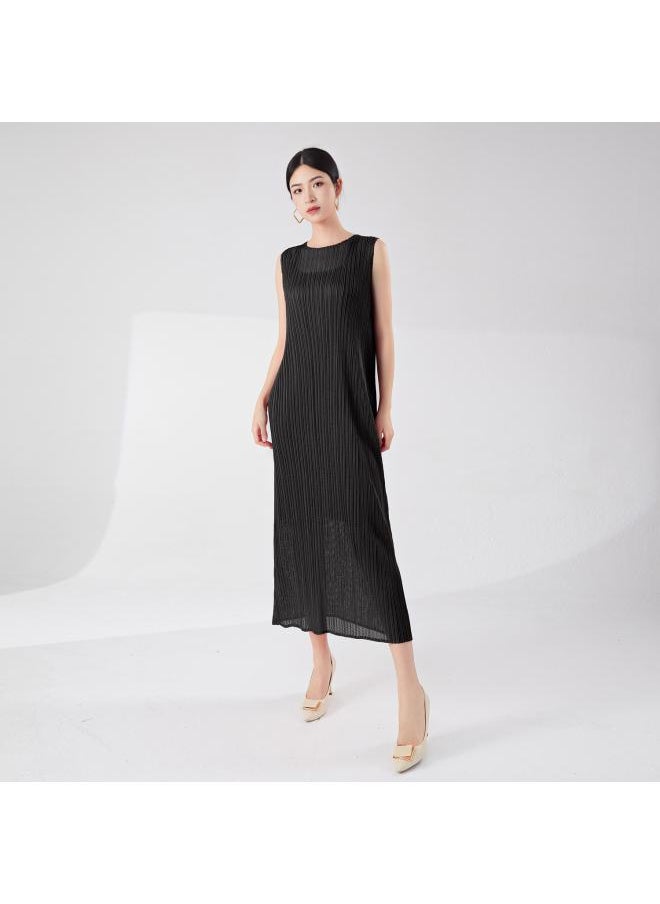 Women's High-end Summer Skirt 24 Years New Mesh Double-layer Sleeveless Elegant Slimming Joker Miyake Dress Trendy