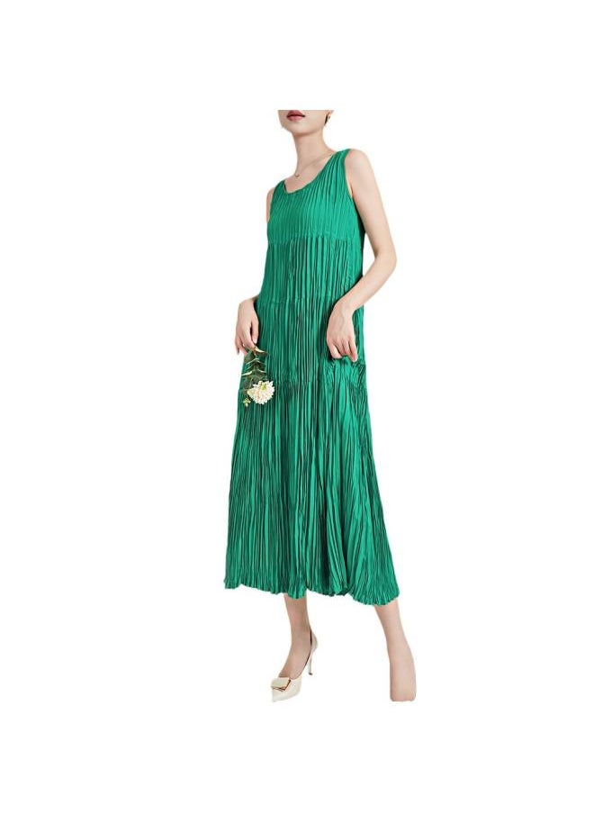 Miyake Handmade Pleated Skirt Summer Women's Strap Vest Skirt High-end Long Skirt Women's French Dress