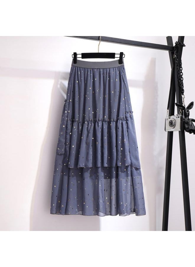 Fat Mm Spring Mesh Sequin Skirt Fat Plus Size A-shaped Cake Skirt Korean New Large Size Women's Clothing