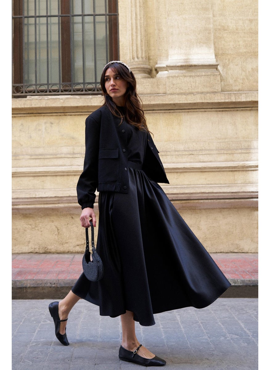 Prive Pleated Satin Skirt